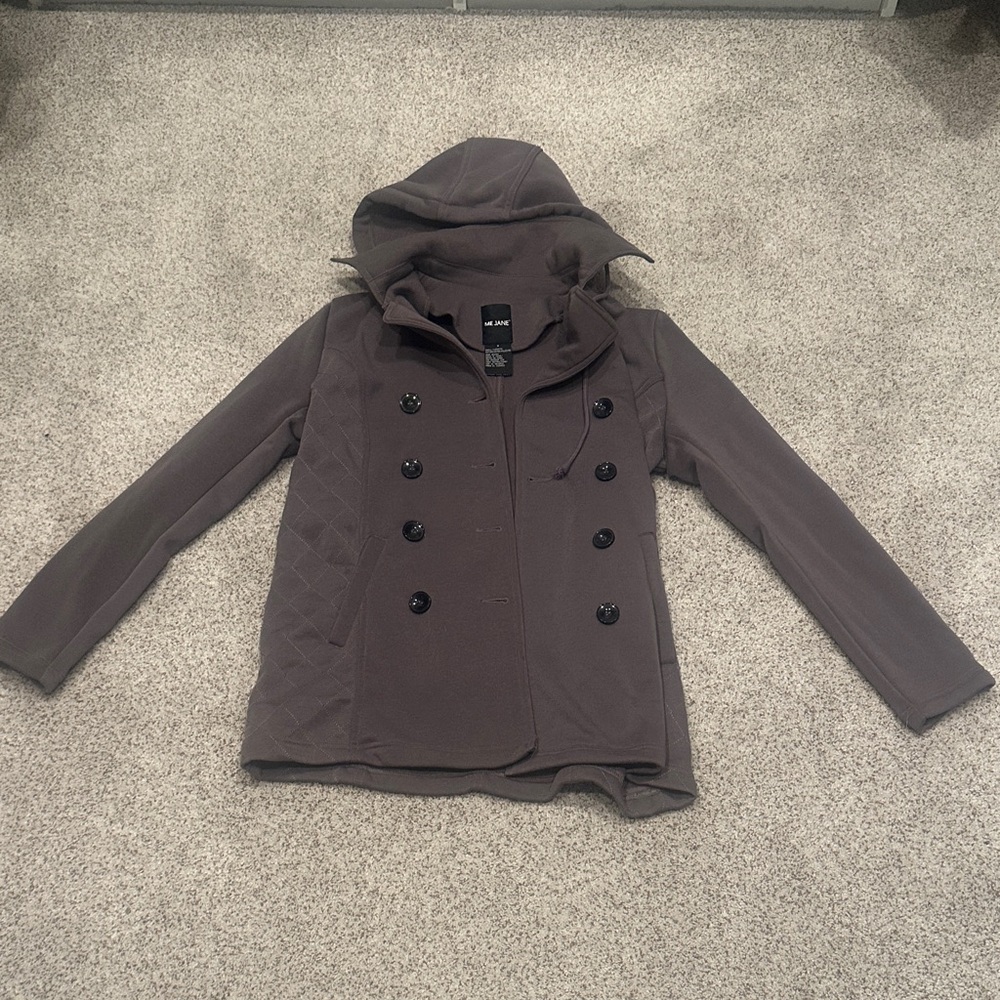 Me Jane Women's purple Hooded Pea Coat